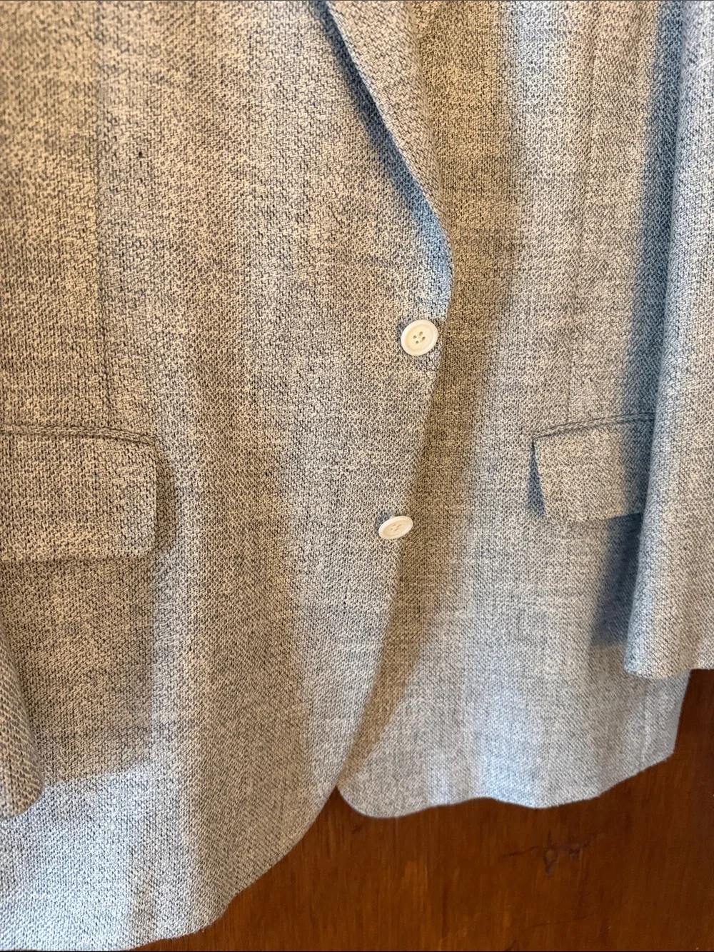 Light Gray / Blue Textured Two-Button Blazer by di Benedello